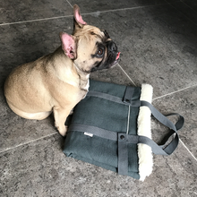 Load image into Gallery viewer, Olive green, stylish dog travel bed