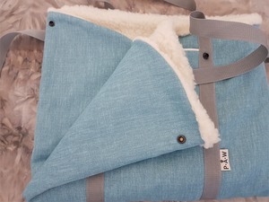 Bright blue, stylish dog travel bed
